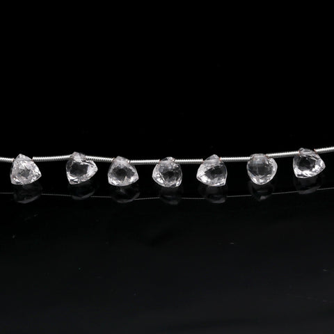 Crystal Quartz White Trillion Faceted Natural Beads 8 Inches strands