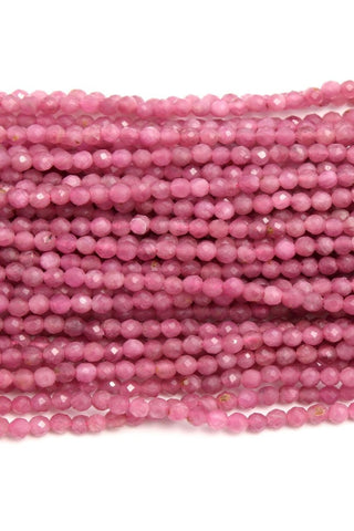 Pink Tourmaline Round Faceted Natural Beads 13 Inches Strands