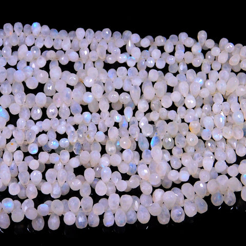 Rainbow Moonstone Drop Faceted Natural Beads 8 Inches Strands