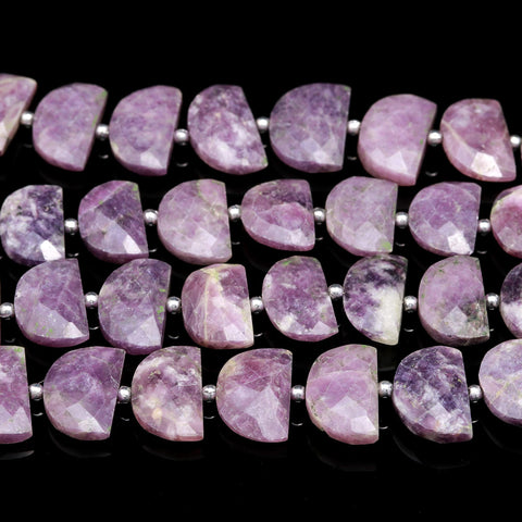 Lepidolite Purple D Shape Faceted Natural Beads 8 Inches Strands