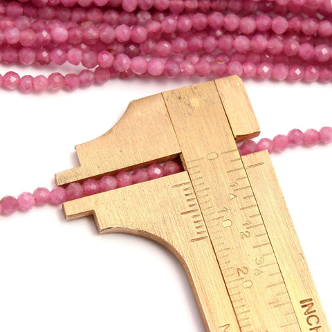 Pink Tourmaline Round Faceted Natural Beads 13 Inches Strands