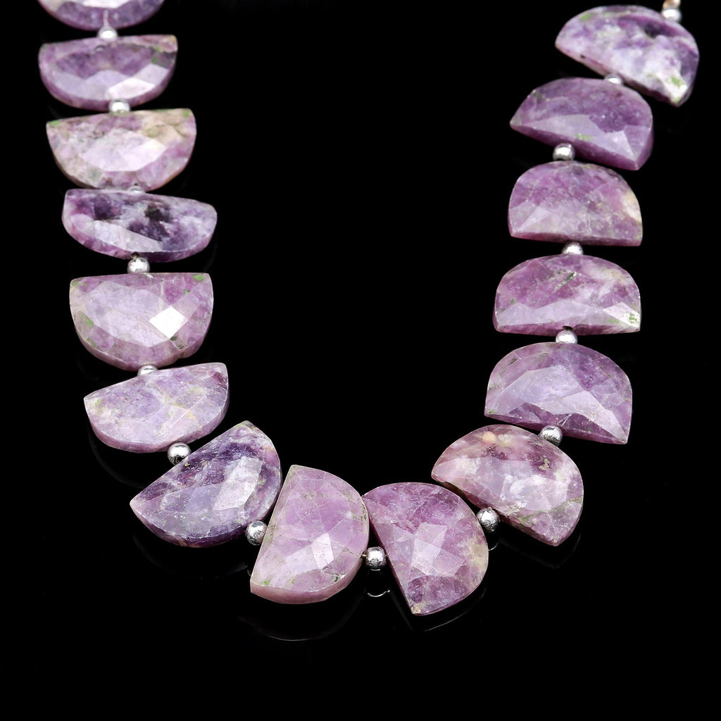 Lepidolite Purple D Shape Faceted Natural Beads 8 Inches Strands