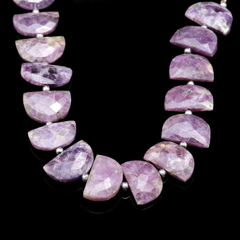 Lepidolite Purple D Shape Faceted Natural Beads 8 Inches Strands