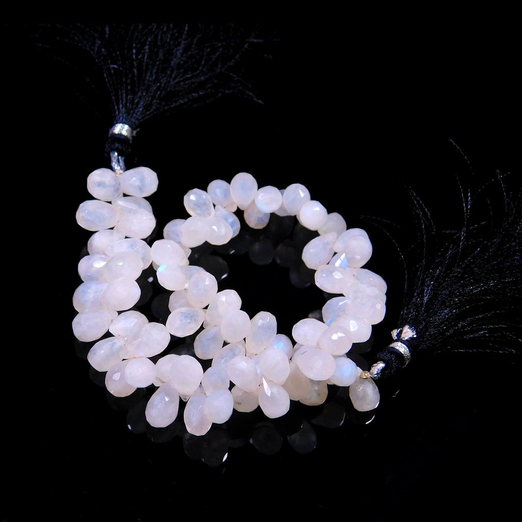 Rainbow Moonstone Drop Faceted Natural Beads 8 Inches Strands