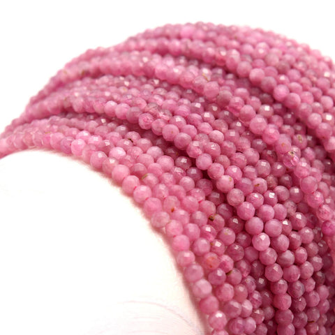 Pink Tourmaline Round Faceted Natural Beads 13 Inches Strands