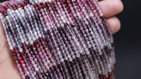 Multi Spinel Shaded Multicolor Round Faceted Natural Beads 12.5 inches strands