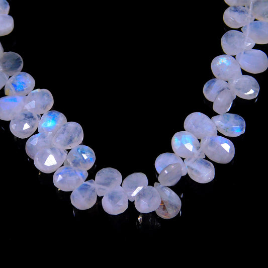 Rainbow Moonstone Pear Faceted Natural Beads 8 Inches Strands