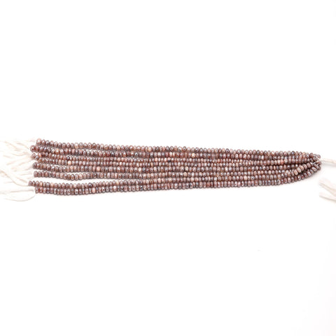 Mystic Coated Moonstone Peach Rondell Faceted Natural Beads 15 Inches Strands