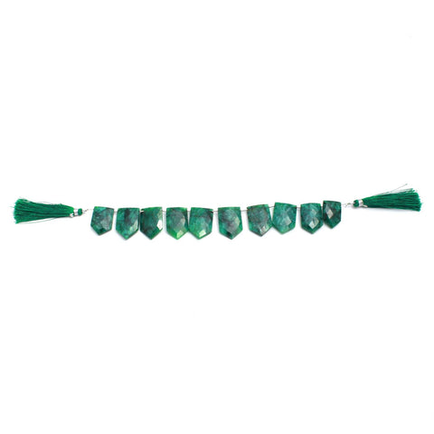 Green Dyed Quartz Pentagon Faceted Natural Beads