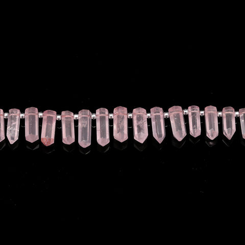 Rose Quartz Pink Pencil Faceted Natural Beads 8 Inches Strands