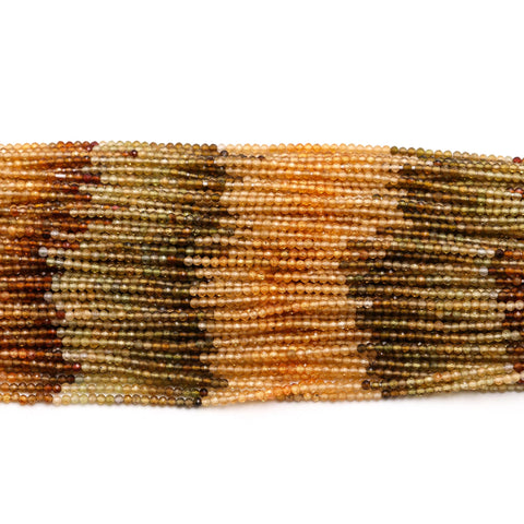 Yellow Tourmaline Shaded Yellow Round Faceted Natural Beads 12.5 inches Strands