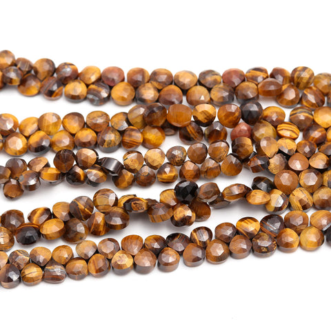 Tiger Eye Brown Heart Faceted Natural Beads 8 inches Strands