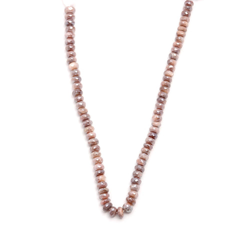 Mystic Coated Moonstone Peach Rondell Faceted Natural Beads 15 Inches Strands