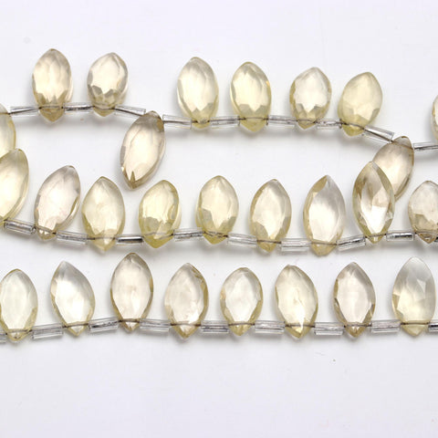 Lemon Quartz Yellow Marquise Faceted Natural Beads 8 Inches Strands