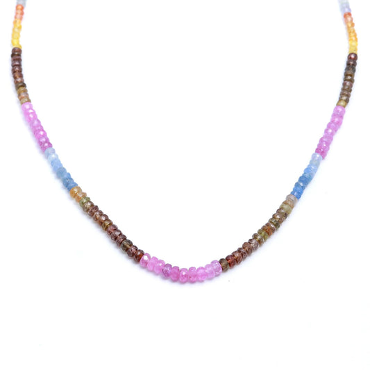 Multi Sapphire Shaded Multicolor Rondell Faceted Natural Beads 16 Inches Strands