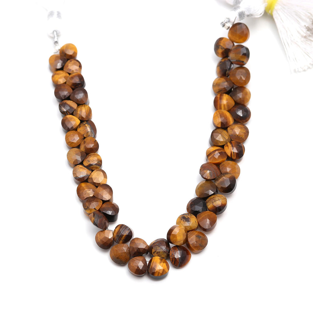 Tiger Eye Brown Heart Faceted Natural Beads 8 inches Strands