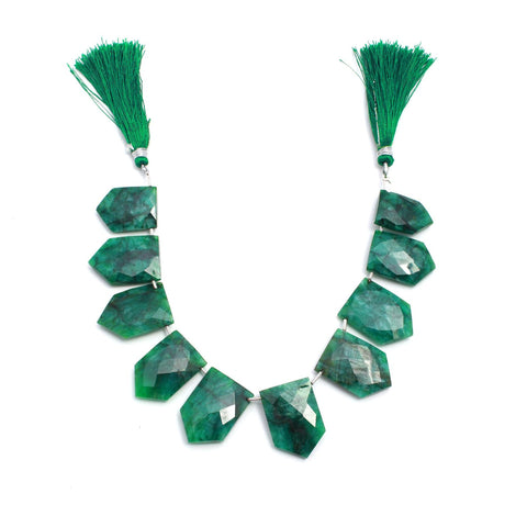 Green Dyed Quartz Pentagon Faceted Natural Beads