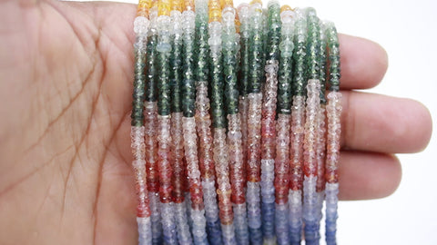 Multi Sapphire Multi Color Rondelle Faceted Natural Beads 18 Inches Strands