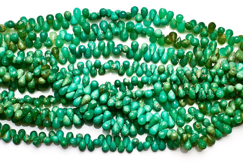 Chrysoprase Green Drop Faceted Natural Beads