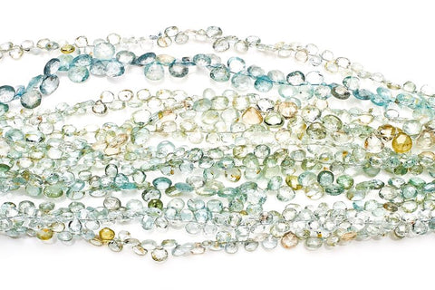 Aquamarine Sky Blue Heart Faceted Natural Beads