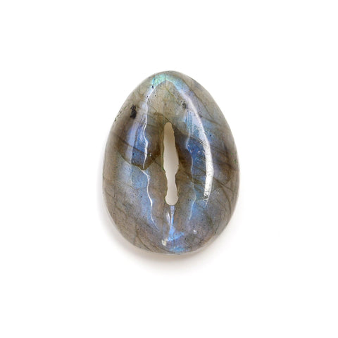 Labradorite Grey Cowrie Shell Carving Natural 19 MM Stone