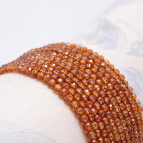 Carnelian Orange Round Faceted Natural Beads