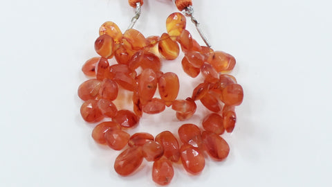 Carnelian Orange Pear Faceted Natural Beads 8 Inches Strands