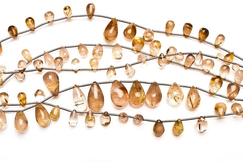 Golden Rutile Shaded Yellow Drop Smooth Natural Beads