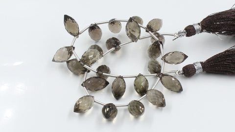 Smoky Quartz Brown Dew Drop Faceted Natural Beads