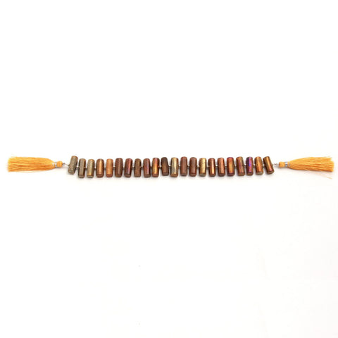 Golden Heat Treated Labradorite Tube Center Drill Faceted Natural Beads