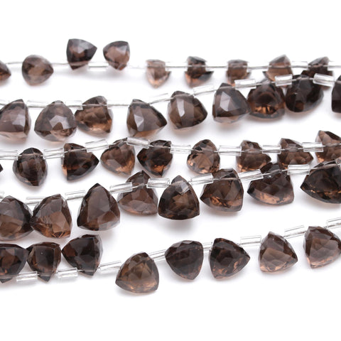 Smoky Quartz Brown Triangle Faceted Natural Beads 8 Inches Strands