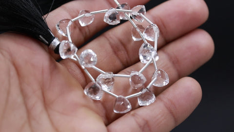 Crystal Quartz White Trillion Faceted Natural Beads 8 Inches strands