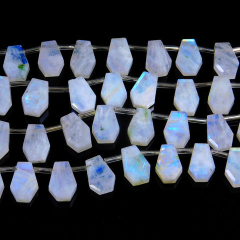 Rainbow Moonstone Coffin Faceted Natural Beads 8 Inches