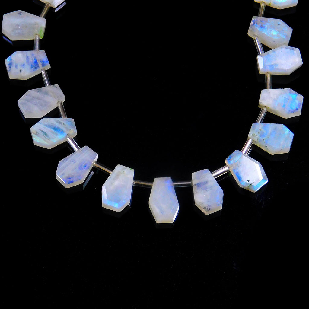 Rainbow Moonstone Coffin Faceted Natural Beads 8 Inches