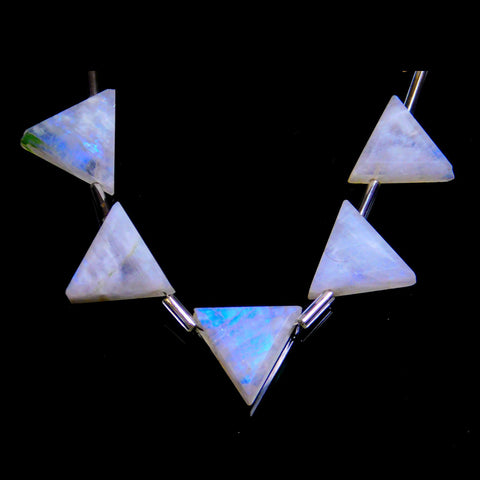 Rainbow Moonstone Triangle Smooth Natural Beads 8 Inches Strands