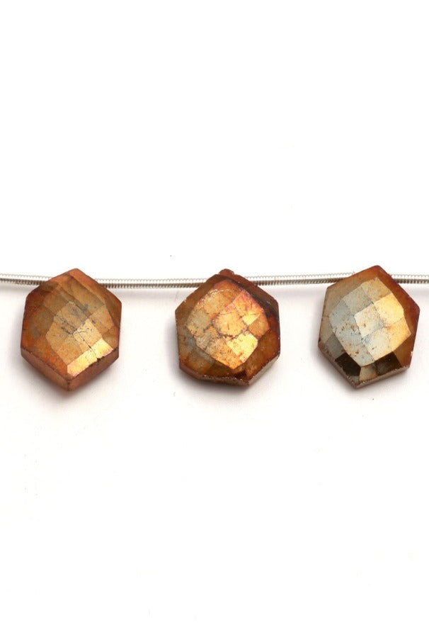 Golden Heat Treated Labradorite Hexagon Faceted Natural Beads