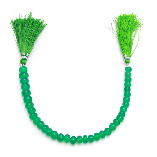 Onyx Green Rondell Smooth Natural Beads 8 Inches Strands