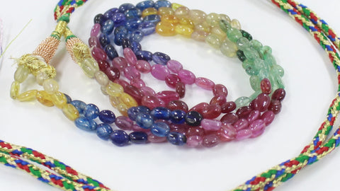 Multi Sapphire Multi Color Oval Smooth Natural Beads 18 Inches Strands