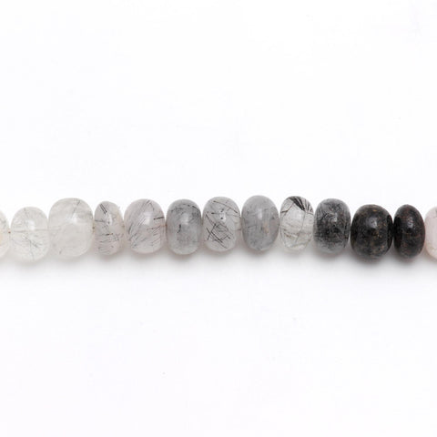 Dendrite Opal Grey Rondell Smooth Natural Beads 8 inches Strands