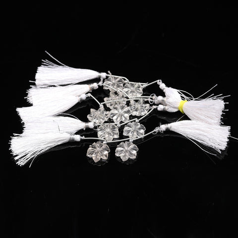 Crystal Quartz White Ptal Flower Carving Natural Beads