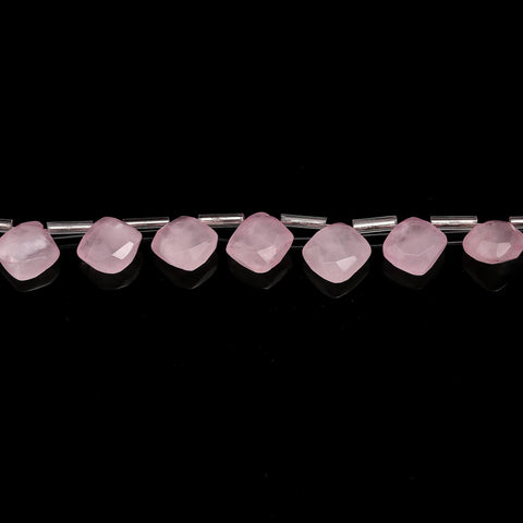 Rose Quartz Pink Cushion Faceted Natural Beads 8 Inches Strands