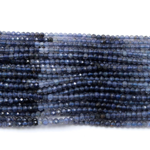 Iolite Blue Round Faceted Natural Beads 12.5 Inches Strands