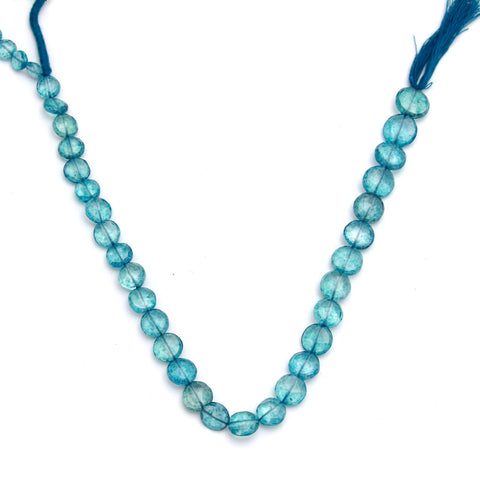 London Blue Topaz Coin Faceted Natural Beads 8 Inches