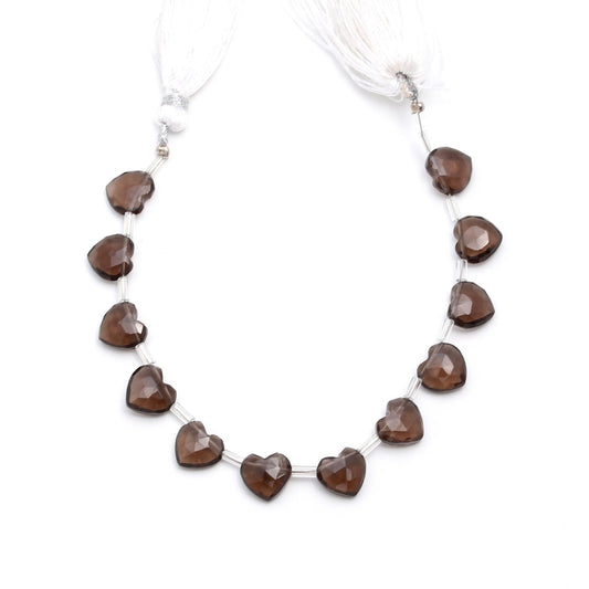 Smoky Quartz Brown Heart Faceted Natural Beads 8 Inches Strands