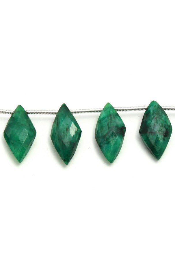 Green Dyed Quartz Rhombus Faceted Natural Beads