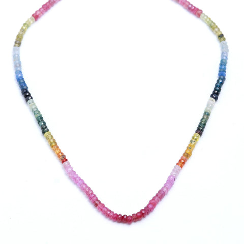 Multi Sapphire Shaded Multicolor Rondell Faceted Natural Beads 16 Inches Strands