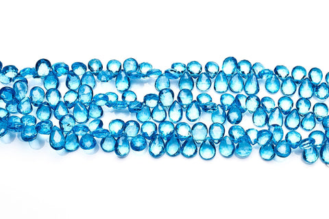 Crystal Quartz Blue Pear Faceted Mystic Coating Beads