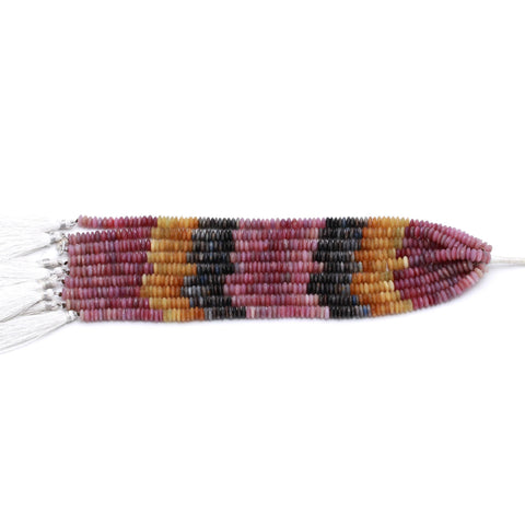 Multi Sapphire Multi Color Tire Faceted Natural Beads 12.5 Inches Strands