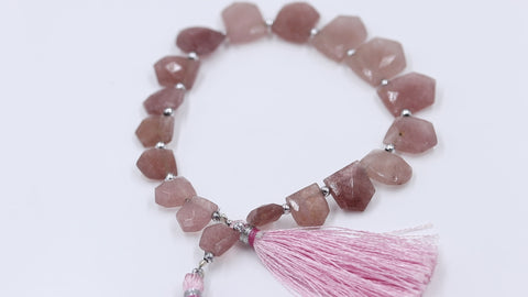 Strawberry Quartz Pink Hexagon Faceted Natural Beads 8 Inches strands