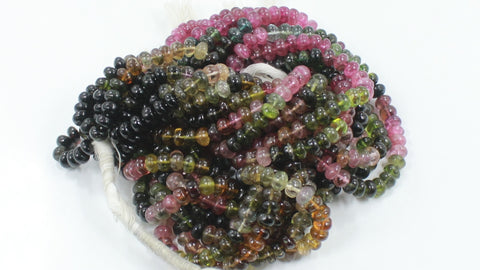 Watermelon Tourmaline Pink Rondelle Smooth Natural Beads 13.5 Inches Strands